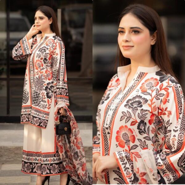 Shop American Crepe Digital Print Top-Plazzo Set with Dupatta - Image 2