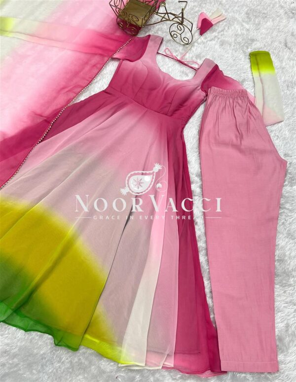 Buy Fox Georgette Colorful Padded Anarkali Set with Dupatta and Pants - Image 10