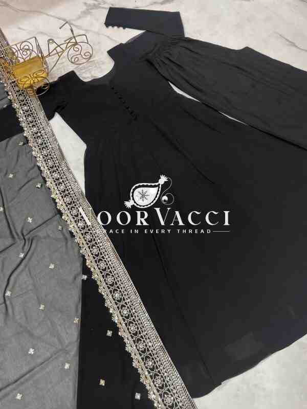 Fox Georgette Kurta Set with Dupatta & Plazzo – Elegant Potli Detailing - Image 8
