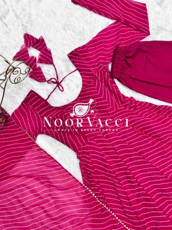 Fox Georgette Laheriya Print Anarkali Set with Dupatta & Pant – Summer Wedding Ready - Image 10