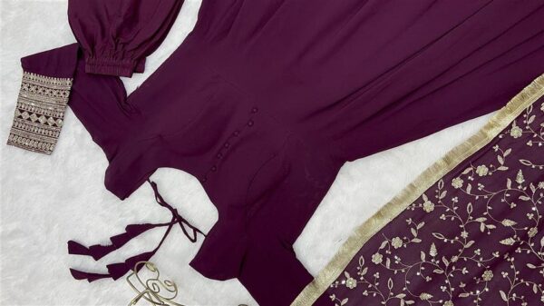 Shop Graceful Georgette Anarkali Gown Set with Dupatta & Pant – Ready to Wear - Image 5