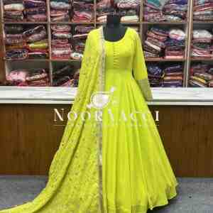 Graceful Georgette Anarkali Gown Set with Dupatta & Pant – Ready to Wear