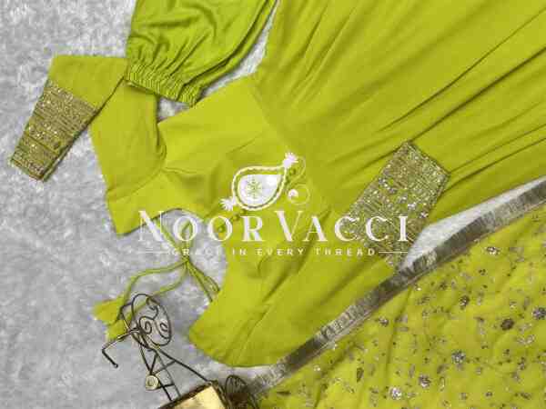 Graceful Georgette Anarkali Gown Set with Dupatta & Pant – Ready to Wear - Image 5