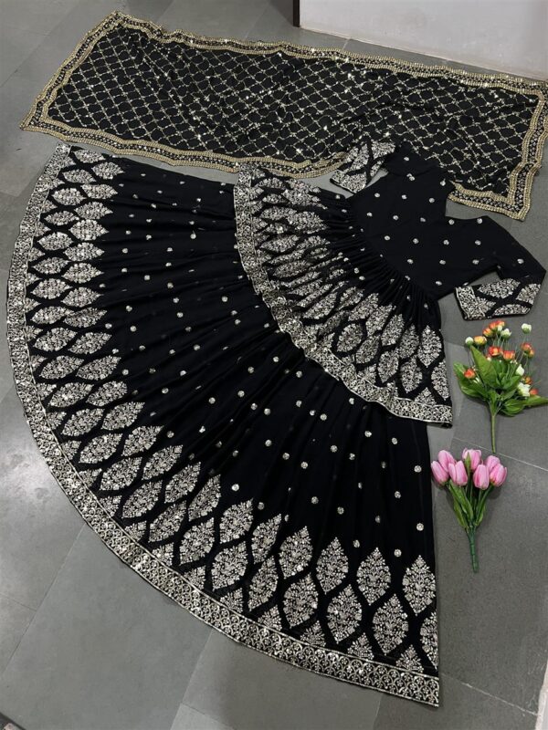 Shop Designer Georgette Embroidered Lehenga Set with Dupatta - Image 4