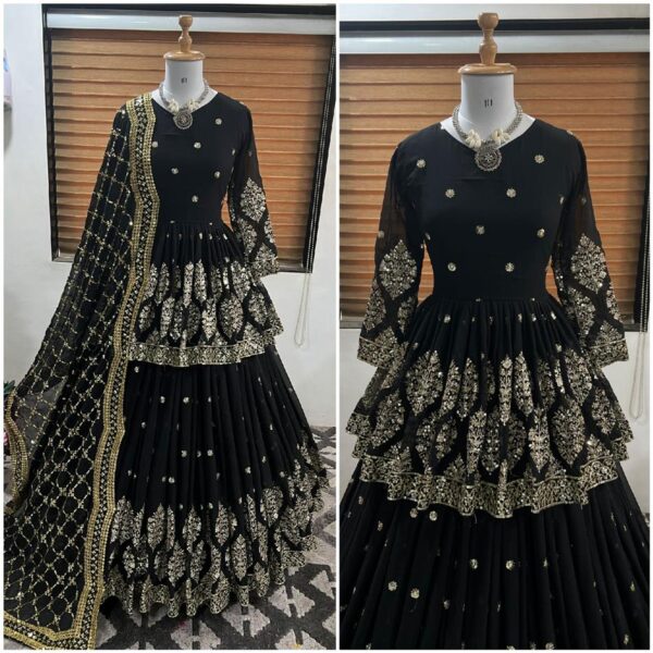 Shop Designer Georgette Embroidered Lehenga Set with Dupatta - Image 2