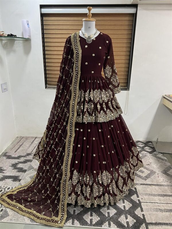 Shop Designer Georgette Embroidered Lehenga Set with Dupatta