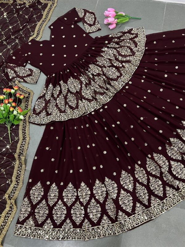 Shop Designer Georgette Embroidered Lehenga Set with Dupatta - Image 3