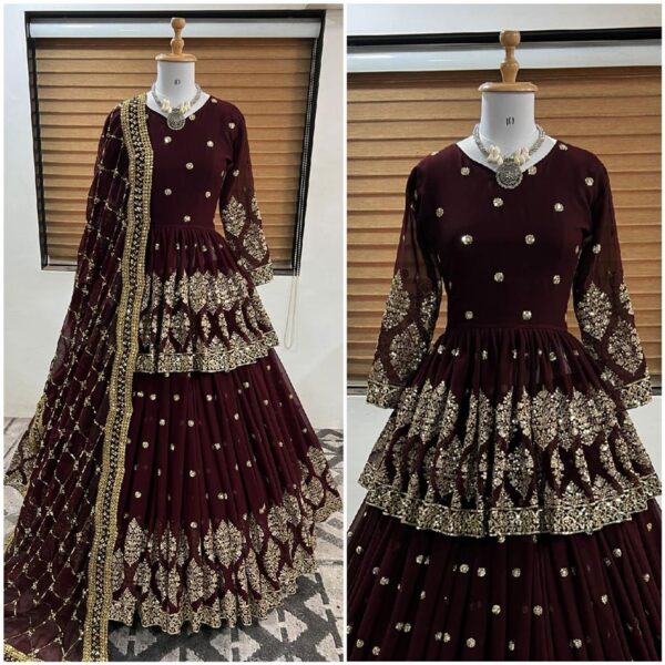 Shop Designer Georgette Embroidered Lehenga Set with Dupatta - Image 2