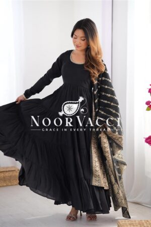 Buy Romansilk Chanderi Anarkali Set with Banarasi Dupatta