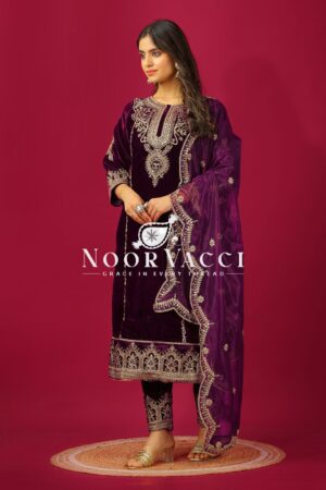 Buy Heavy Viscose Velvet Designer Party Wear Top-Dupatta & Fully Stitched Bottom Set