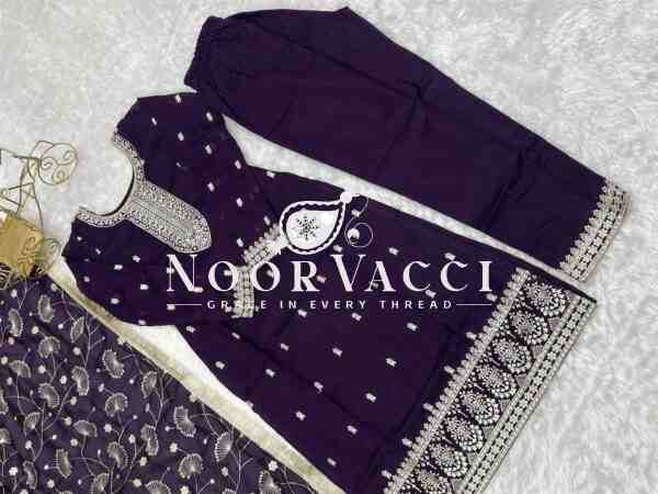 Elegant Pure Blooming Vichitra Silk Kurta Set with Dupatta & Trousers - Image 11