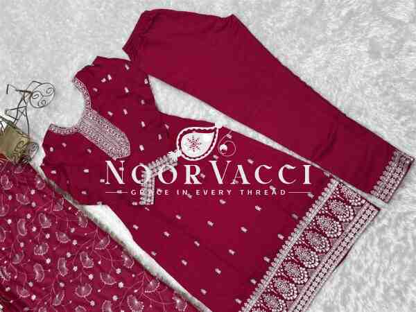 Elegant Pure Blooming Vichitra Silk Kurta Set with Embroidery & Sequence Work - Image 10
