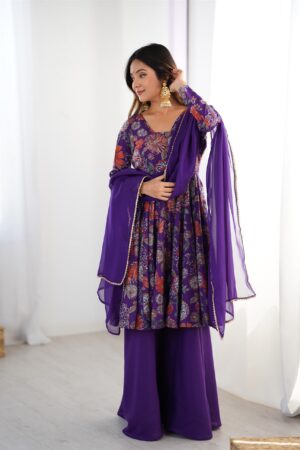 Shop Romansilk Chanderi Kediya Kurta Set with Dupatta and Palazzo