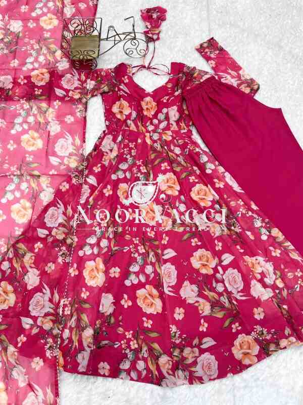 Organza Silk Anarkali Set with Dupatta – Elegant Kali Pattern Flair - Image 11
