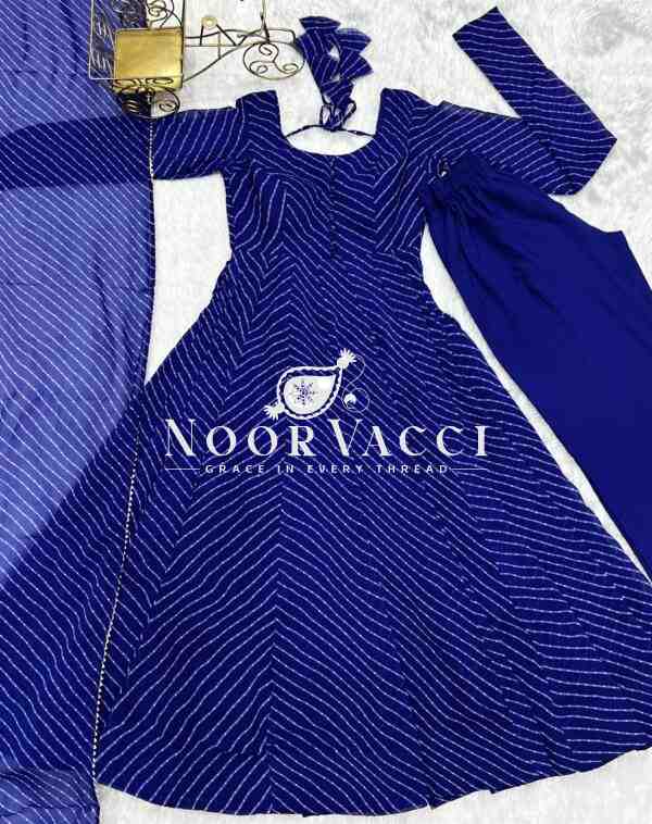 Fox Georgette Laheriya Print Anarkali Set with Dupatta & Pant – Summer Wedding Ready - Image 7
