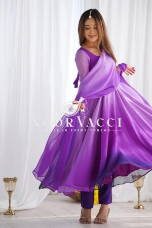 Shop Fox Georgette Colorful Padded Anarkali Set with Dupatta and Pants