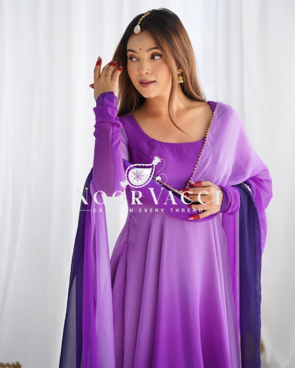 Shop Fox Georgette Colorful Padded Anarkali Set with Dupatta and Pants - Image 7