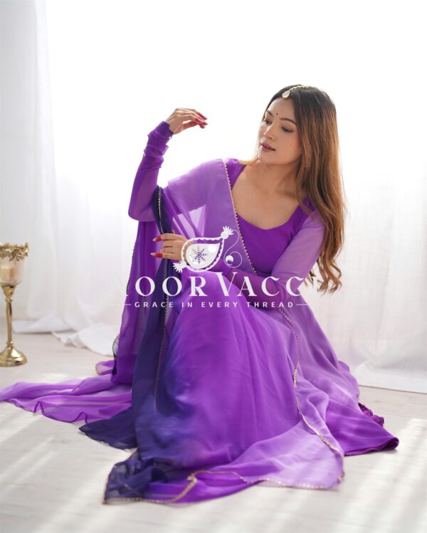 Shop Fox Georgette Colorful Padded Anarkali Set with Dupatta and Pants - Image 5
