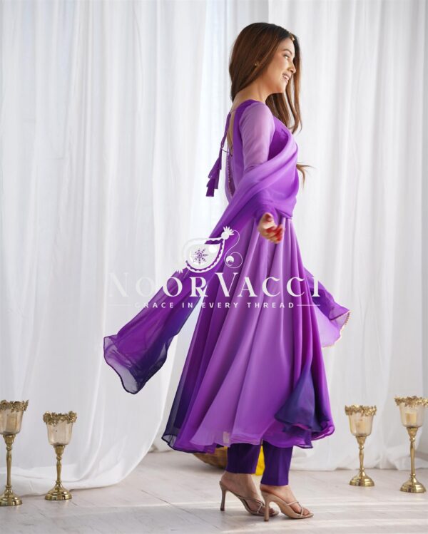 Shop Fox Georgette Colorful Padded Anarkali Set with Dupatta and Pants - Image 2
