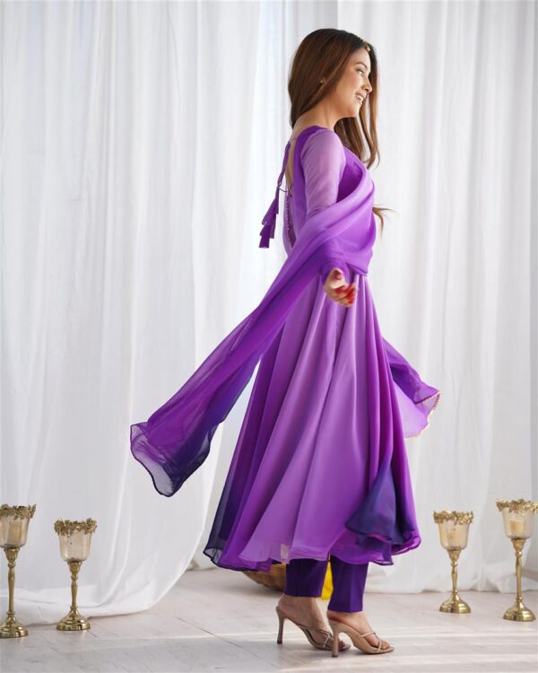 Shop Fox Georgette Colorful Padded Anarkali Set with Dupatta and Pants - Image 2