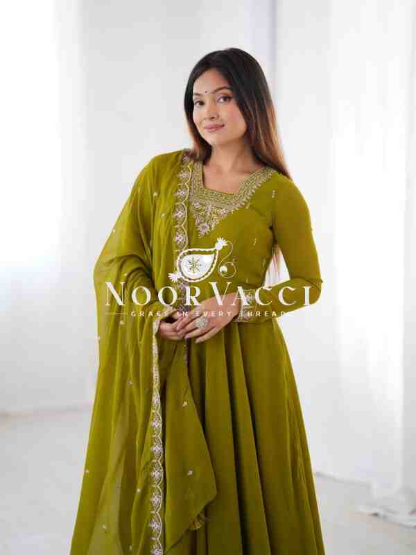 Fox Georgette Anarkali Set with Embroidery & Beads Work - Image 8