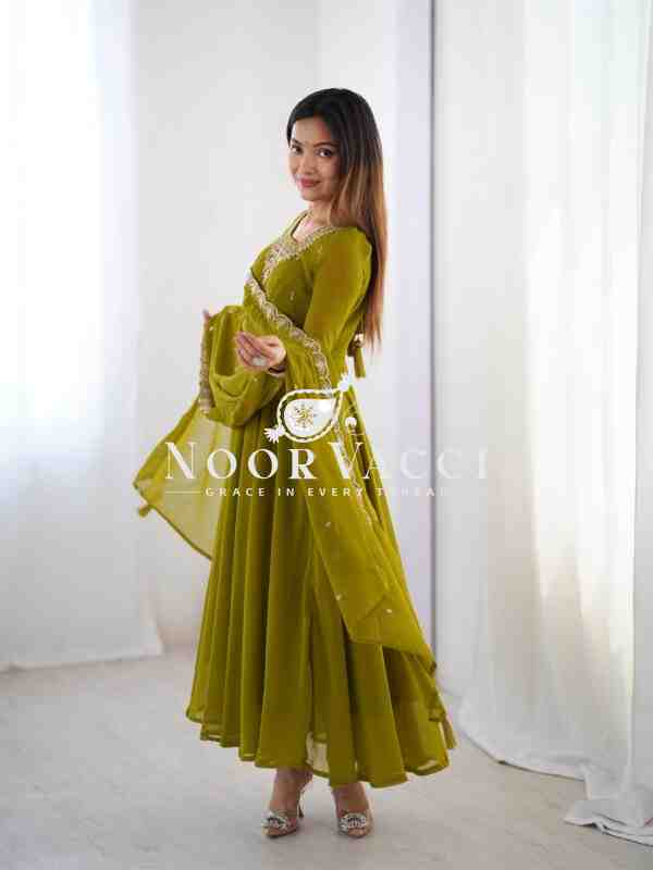 Fox Georgette Anarkali Set with Embroidery & Beads Work - Image 3