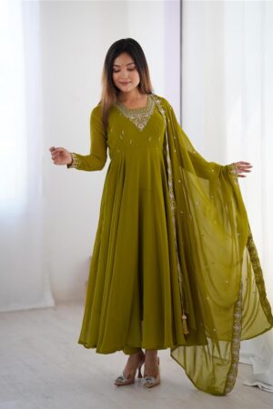 Shop Fox Georgette Anarkali Set with Embroidery & Beads Work