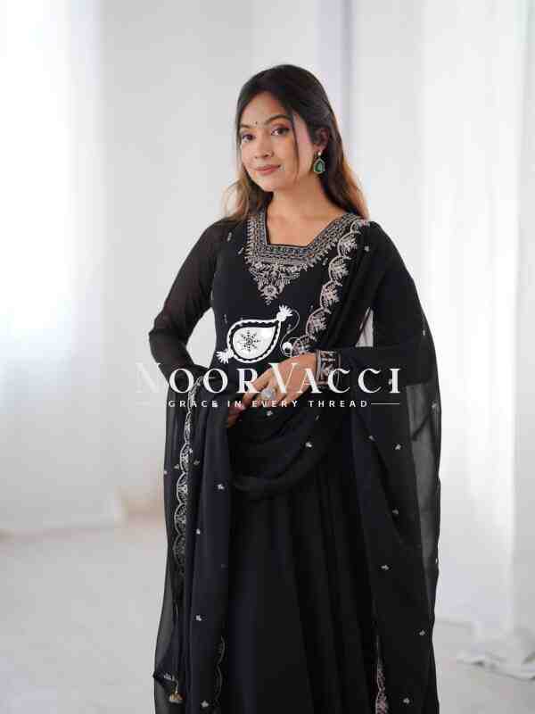 Fox Georgette Anarkali Set with Embroidery & Beads Work – Grand 6.5 M Flair - Image 7