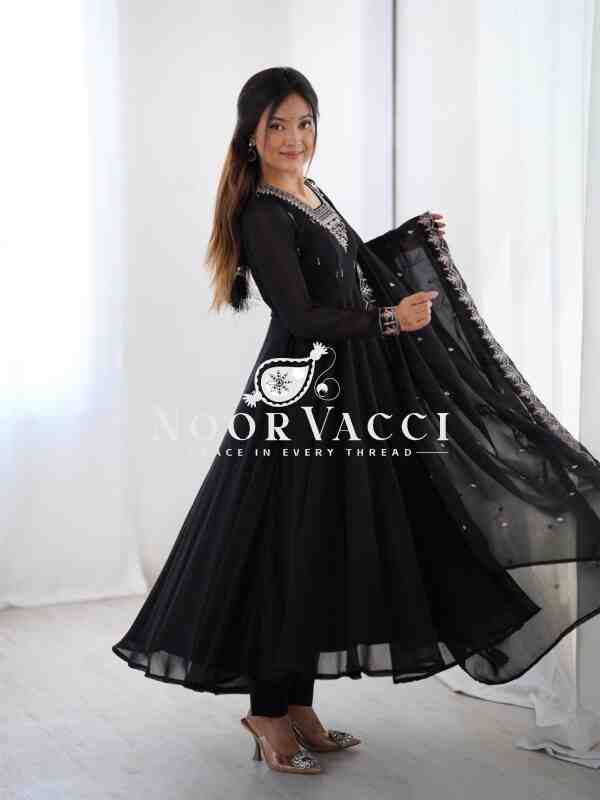 Fox Georgette Anarkali Set with Embroidery & Beads Work – Grand 6.5 M Flair - Image 8