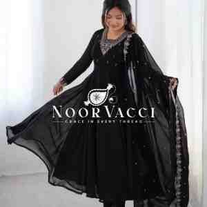 Fox Georgette Anarkali Set with Embroidery & Beads Work – Grand 6.5 M Flair