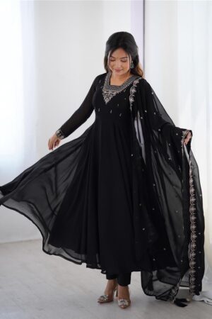 Buy Fox Georgette Anarkali Set with Embroidery & Beads Work – Grand 6.5 M Flair