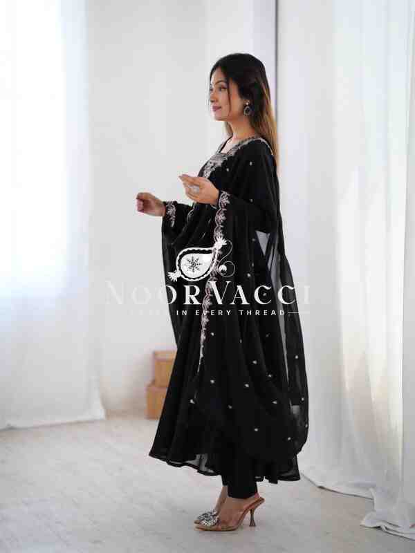 Fox Georgette Anarkali Set with Embroidery & Beads Work – Grand 6.5 M Flair - Image 4