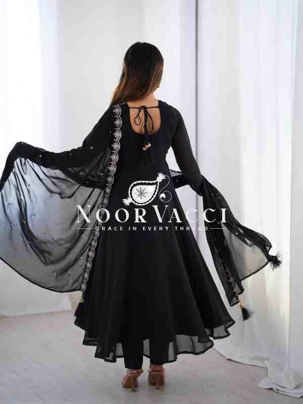Fox Georgette Anarkali Set with Embroidery & Beads Work – Grand 6.5 M Flair - Image 2