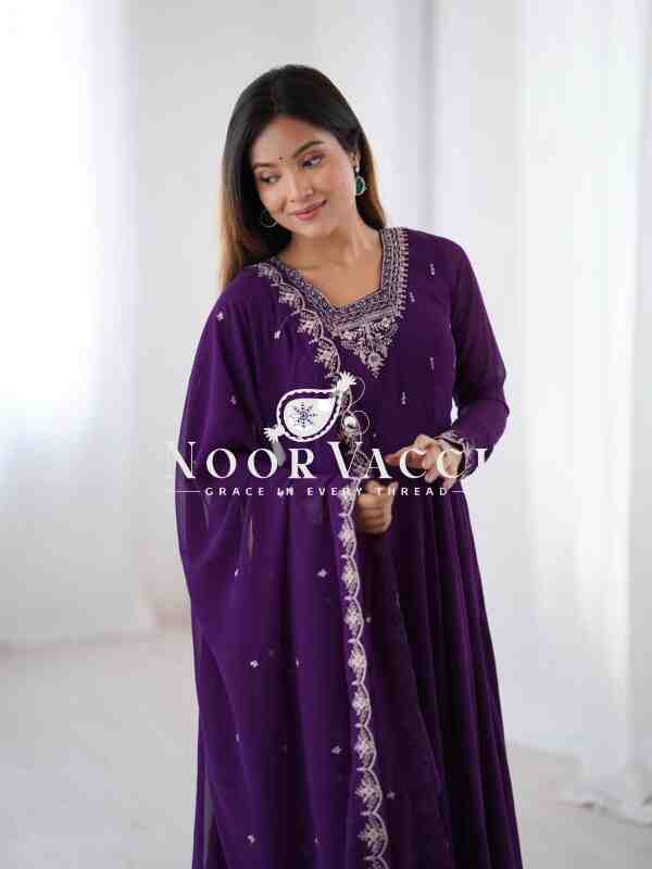 Fox Georgette Anarkali Set with Embroidery & Beads Work - Image 6
