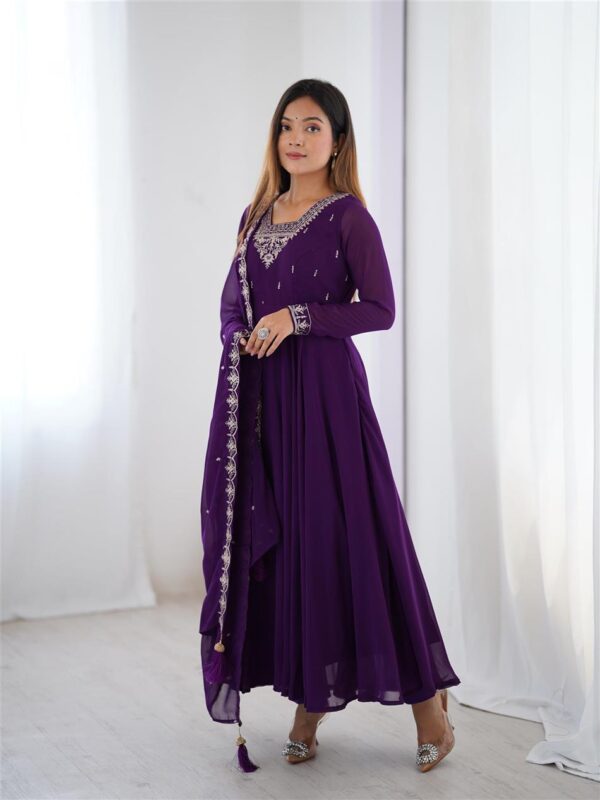 Buy Fox Georgette Anarkali Set with Embroidery & Beads Work - Image 2