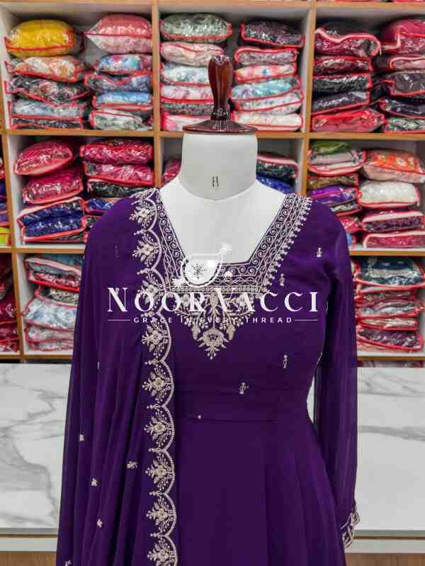 Fox Georgette Anarkali Set with Embroidery & Beads Work - Image 8