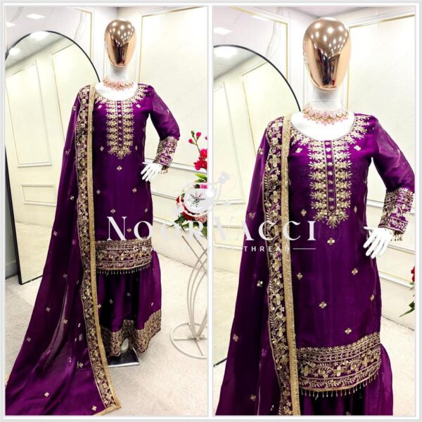 Buy Zimmy-Chu Silk Embroidered Sharara Set with Dupatta
