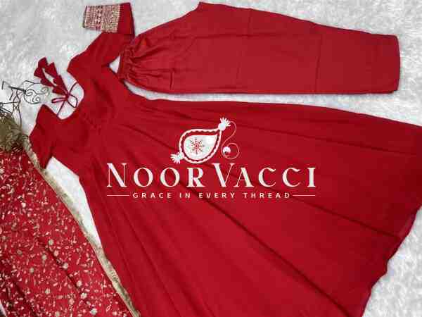 Graceful Georgette Anarkali Gown Set with Dupatta & Pant – Ready to Wear - Image 5