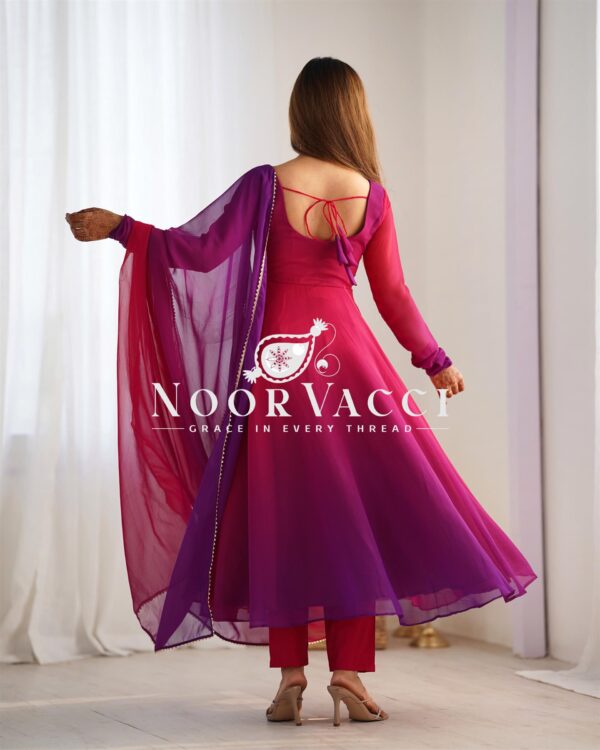 Shop Fox Georgette Colorful Padded Anarkali Set with Dupatta and Pants - Image 7