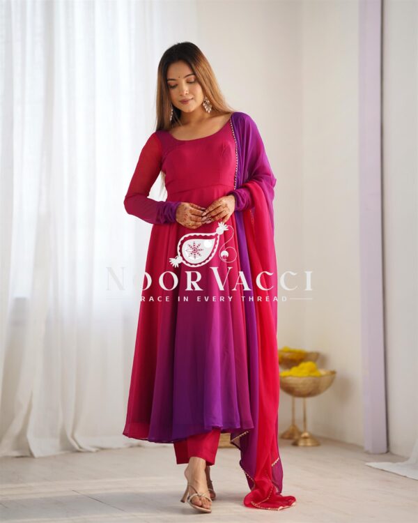 Shop Fox Georgette Colorful Padded Anarkali Set with Dupatta and Pants