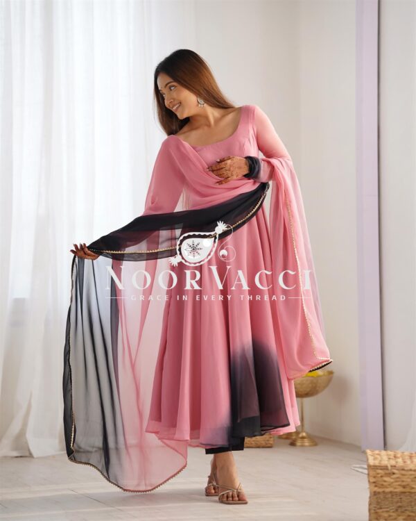 Buy Fox Georgette Colorful Padded Anarkali Set with Dupatta and Pants - Image 6