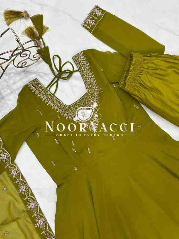 Fox Georgette Anarkali Set with Embroidery & Beads Work - Image 10