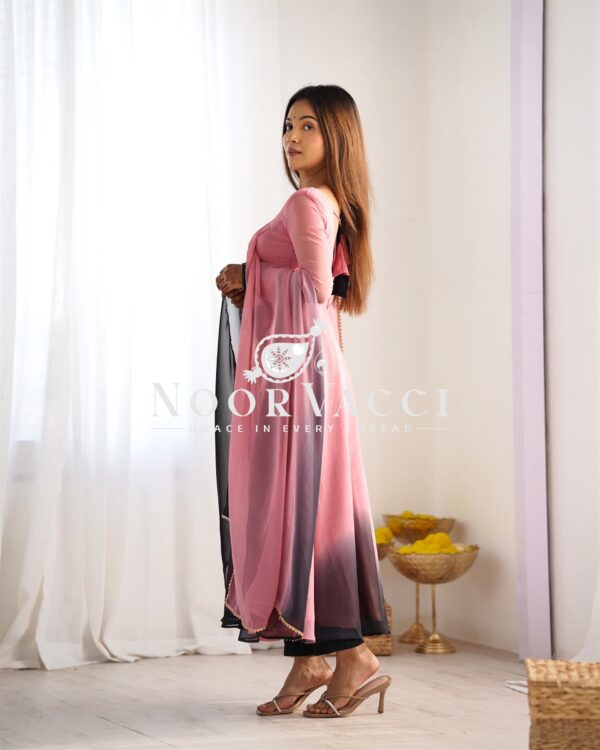 Buy Fox Georgette Colorful Padded Anarkali Set with Dupatta and Pants - Image 2