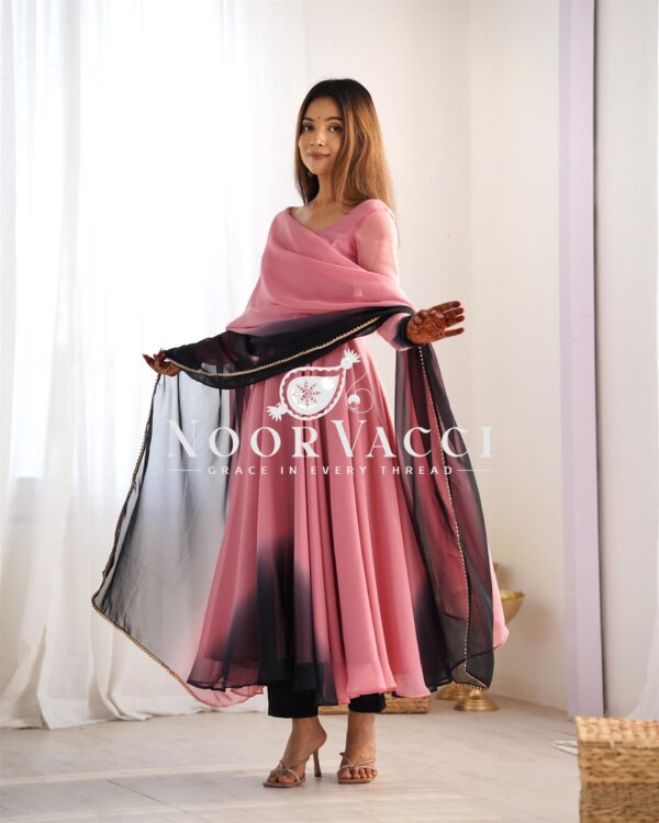Buy Fox Georgette Colorful Padded Anarkali Set with Dupatta and Pants - Image 3