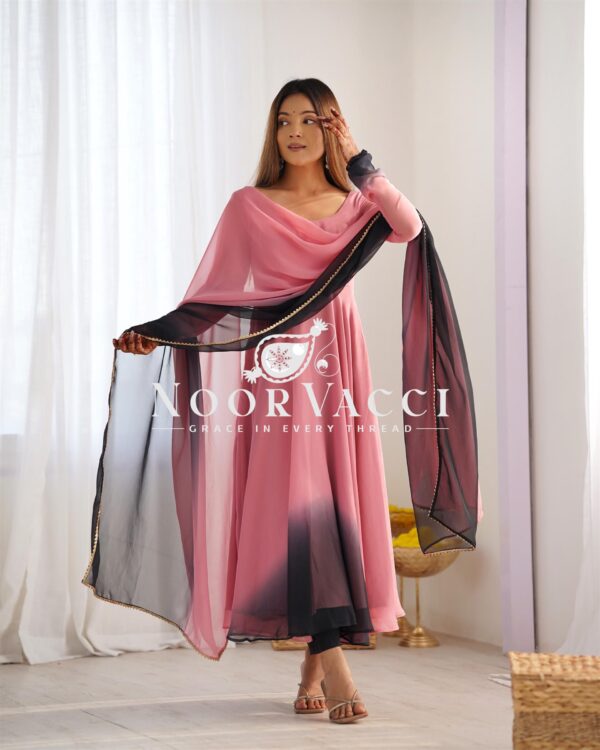 Buy Fox Georgette Colorful Padded Anarkali Set with Dupatta and Pants - Image 4