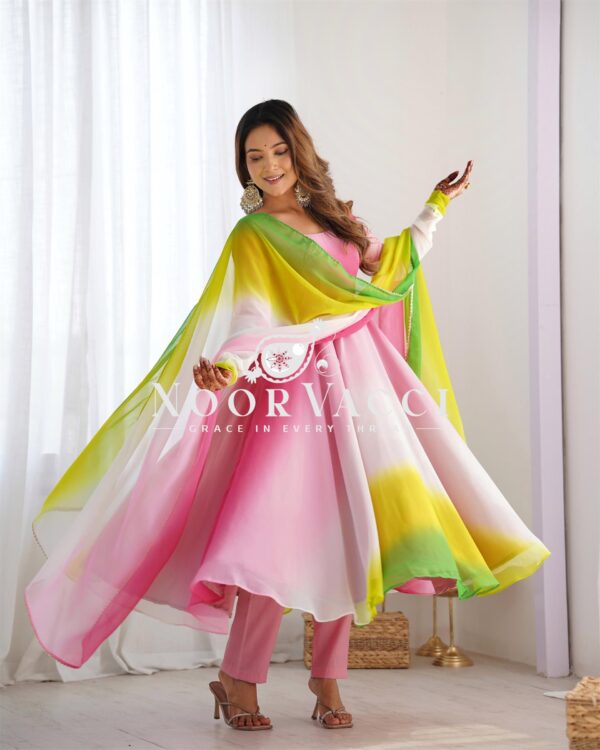 Buy Fox Georgette Colorful Padded Anarkali Set with Dupatta and Pants
