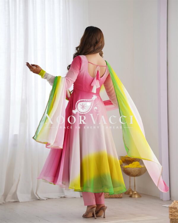 Buy Fox Georgette Colorful Padded Anarkali Set with Dupatta and Pants - Image 6
