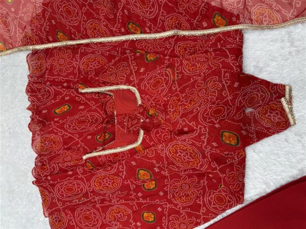 Buy Red Chiffon Bandhej Anarkali Set with Dupatta - Image 16