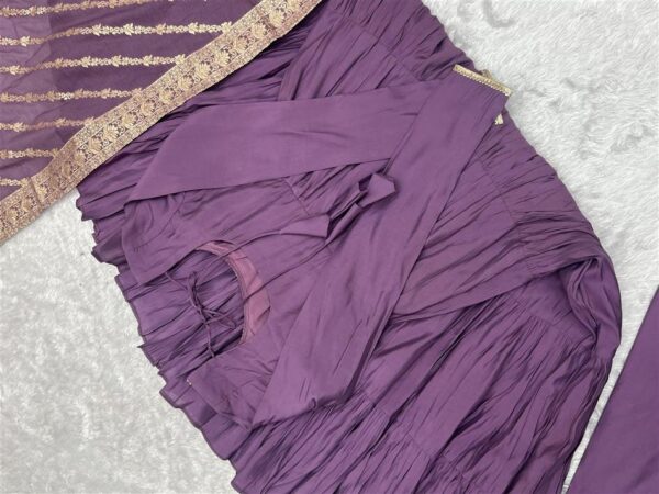 Shop Pink Romansilk Chanderi Anarkali Set with Banarasi Dupatta - Image 10