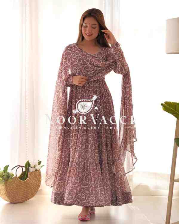 Elegant Pure Soft Fox Georgette Printed Anarkali with Dupatta & Pant Set